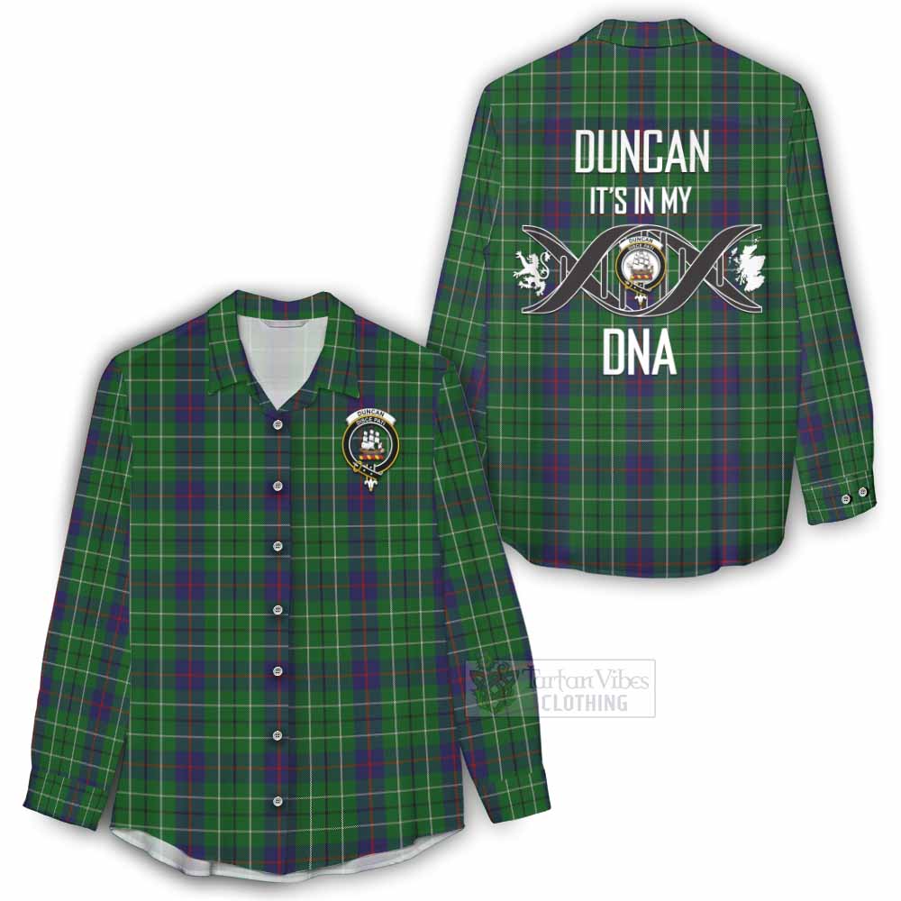Tartan Vibes Clothing Duncan Tartan Women's Casual Shirt with Family Crest DNA In Me Style