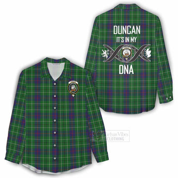 Tartan Vibes Clothing Duncan Tartan Women's Casual Shirt with Family Crest DNA In Me Style