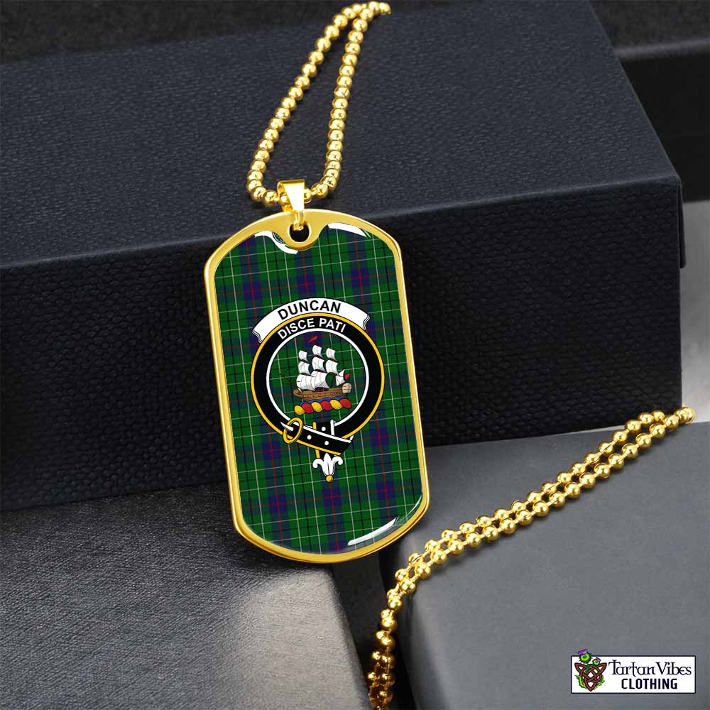 Duncan Tartan Dog Tag Necklace with Family Crest Gold No - Tartan Vibes Clothing