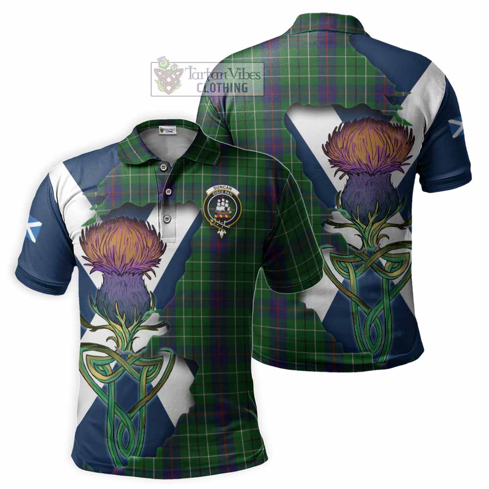 Tartan Vibes Clothing Duncan Tartan Family Crest Polo Shirt Scottish Thistle Celtic Inspired