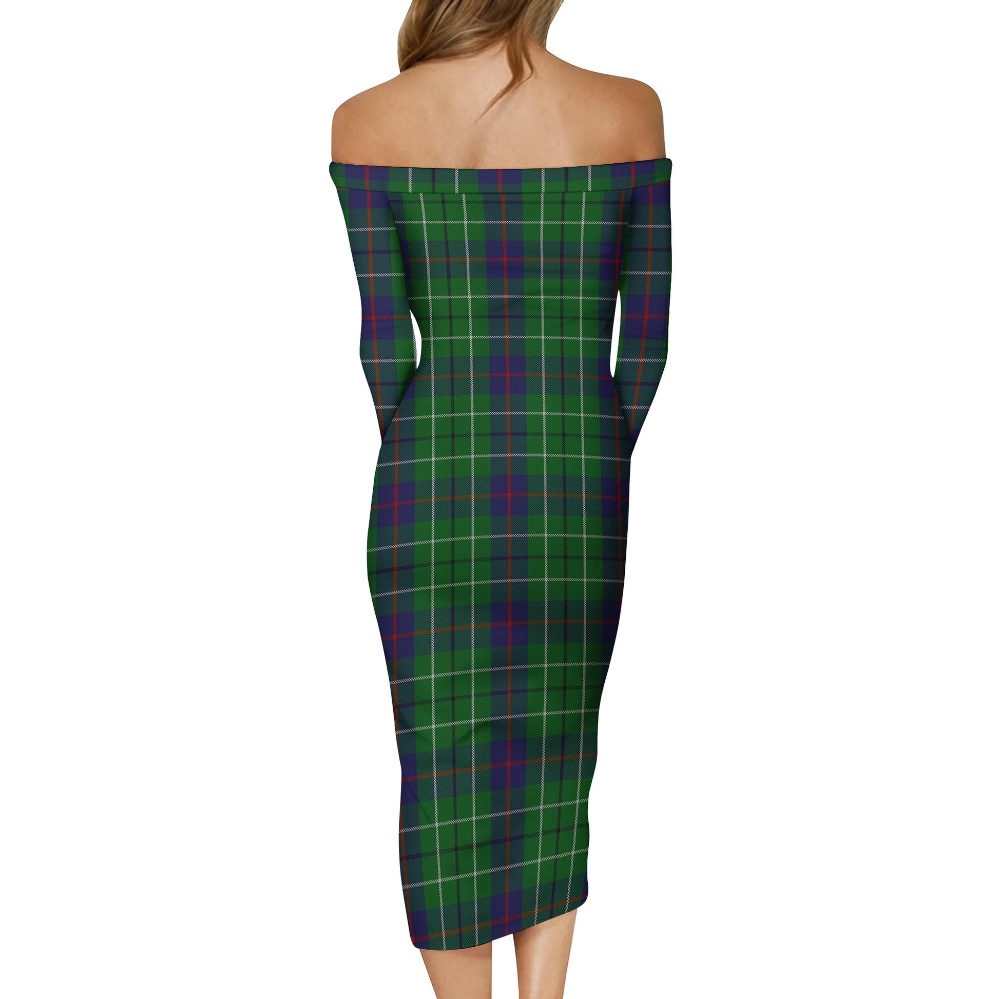 Duncan Tartan Off Shoulder Lady Dress - Tartanvibesclothing