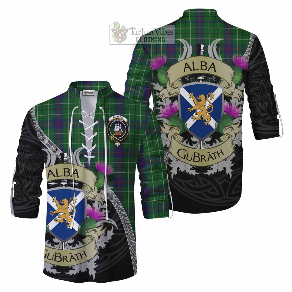 Tartan Vibes Clothing Duncan Tartan Family Crest Ghillie Kilt Shirt Lion Rampant Royal Thistle Shield Celtic Inspired