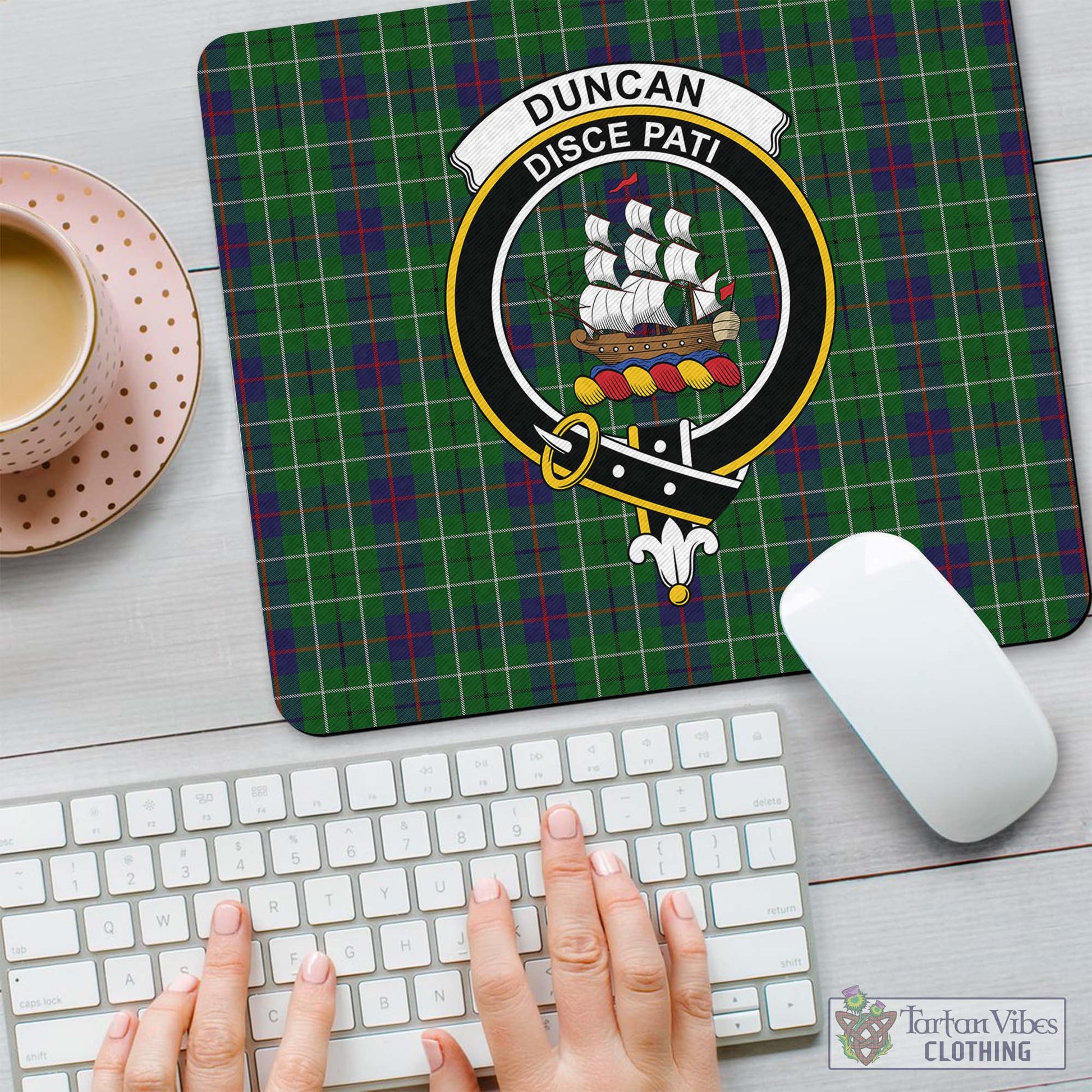 Tartan Vibes Clothing Duncan Tartan Mouse Pad with Family Crest