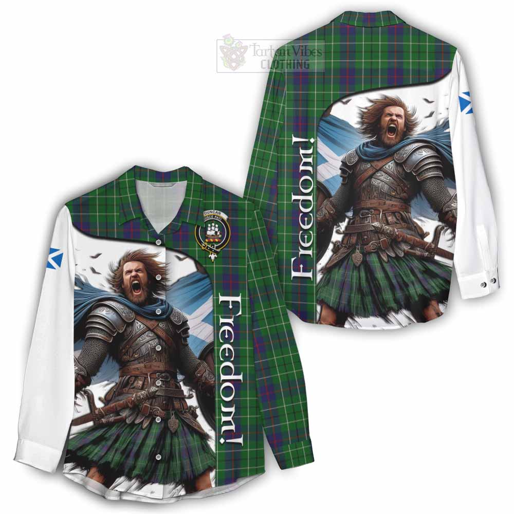 Tartan Vibes Clothing Duncan Crest Tartan Women's Casual Shirt Inspired by the Freedom of Scottish Warrior