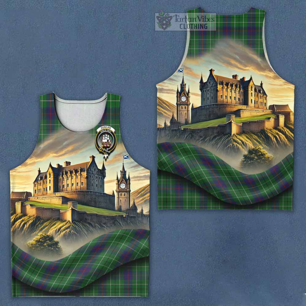 Tartan Vibes Clothing Duncan Tartan Family Crest Men's Tank Top with Scottish Ancient Castle Style