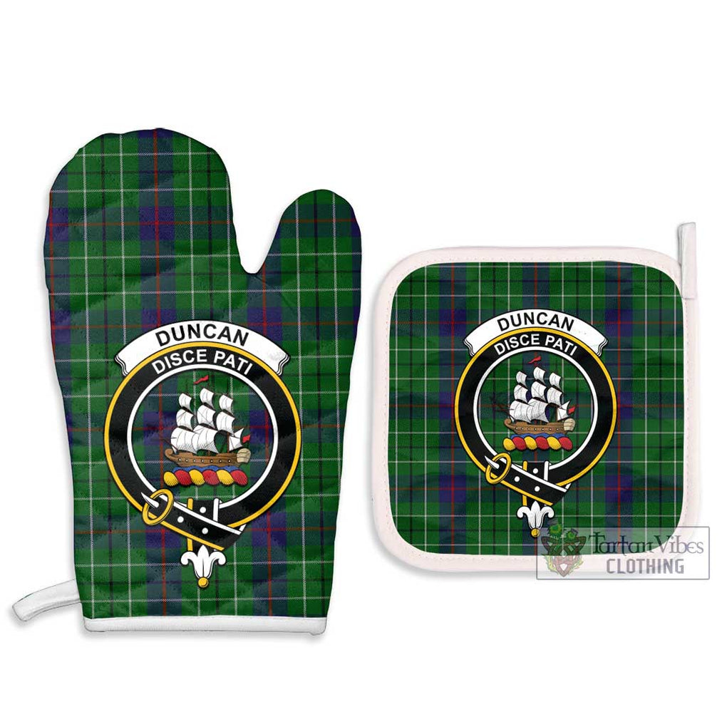 Duncan Tartan Combo Oven Mitt & Pot-Holder with Family Crest Combo 1 Oven Mitt & 2 Pot-Holder White - Tartan Vibes Clothing