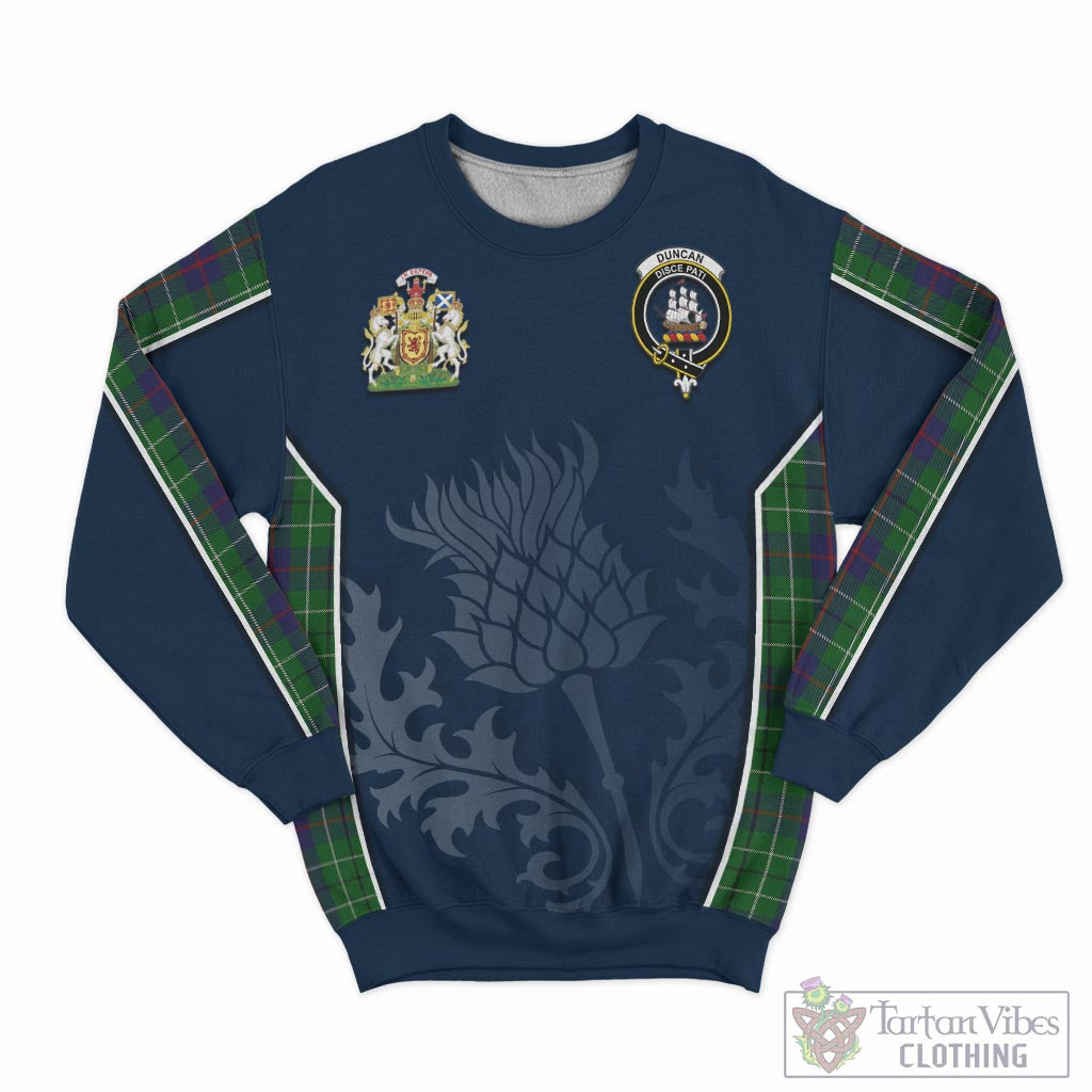 Tartan Vibes Clothing Duncan Tartan Sweatshirt with Family Crest and Scottish Thistle Vibes Sport Style