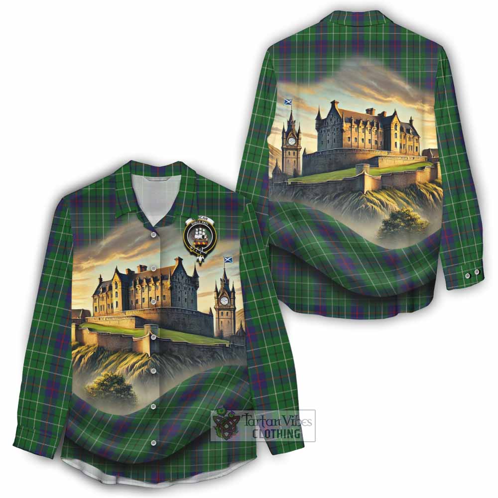 Tartan Vibes Clothing Duncan Tartan Family Crest Women's Casual Shirt with Scottish Ancient Castle Style
