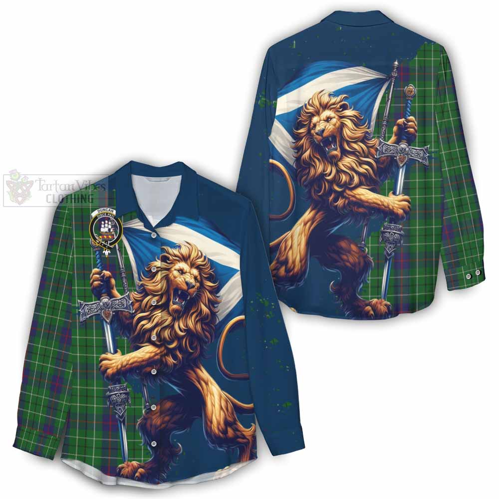 Tartan Vibes Clothing Duncan Tartan Family Crest Women's Casual Shirt with Scottish Majestic Lion