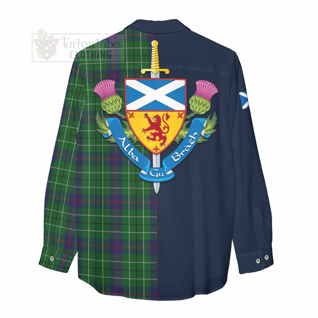 Tartan Vibes Clothing Duncan Tartan Women's Casual Shirt Alba with Scottish Lion Royal Arm Half Style