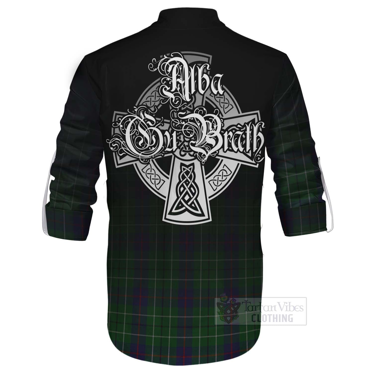 Tartan Vibes Clothing Duncan Tartan Ghillie Kilt Shirt Featuring Alba Gu Brath Family Crest Celtic Inspired