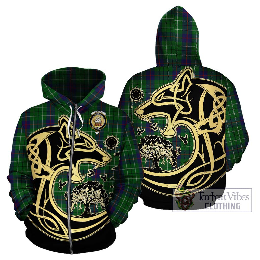 Duncan Tartan Hoodie with Family Crest Celtic Wolf Style - Tartan Vibes Clothing