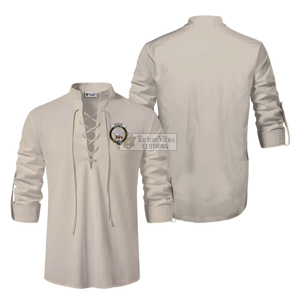Duncan Clan Crest Ghillie Kilt Shirt Men Khaki - 2D-tartanvibesclothing