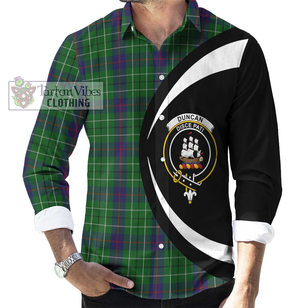 Duncan Tartan Long Sleeve Button Up with Family Crest Circle Style - Tartan Vibes Clothing