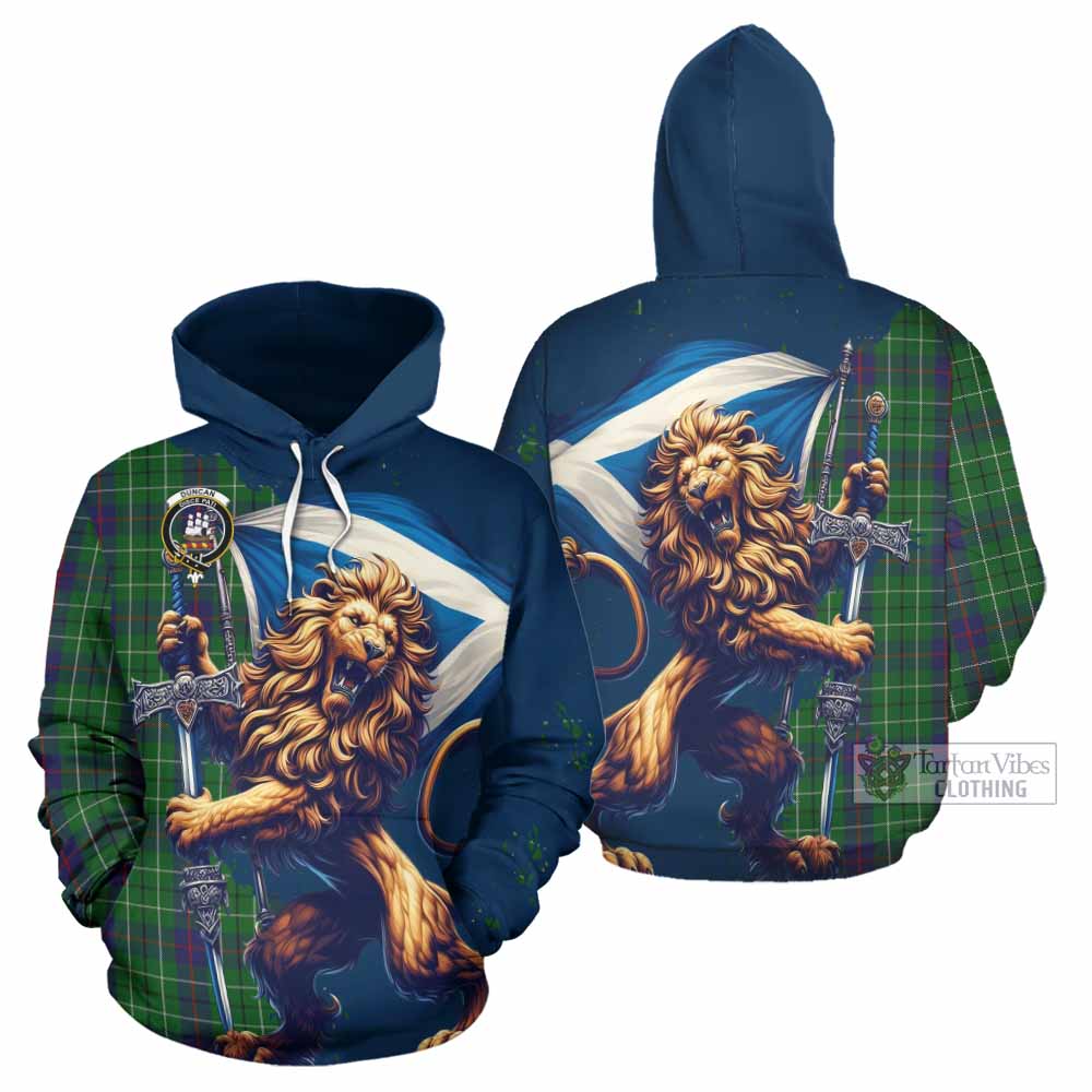Duncan Tartan Family Crest Hoodie with Scottish Majestic Lion - Tartan Vibes Clothing