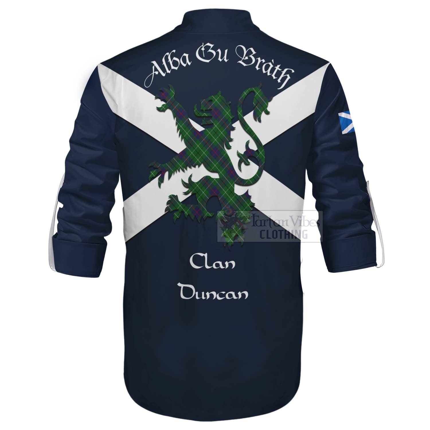 Tartan Vibes Clothing Duncan Tartan Lion Rampant Ghillie Kilt Shirt Proudly Display Your Heritage with Alba Gu Brath and Clan Name