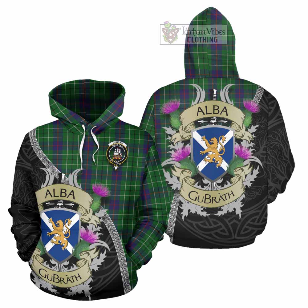 Tartan Vibes Clothing Duncan Tartan Family Crest Hoodie Lion Rampant Royal Thistle Shield Celtic Inspired