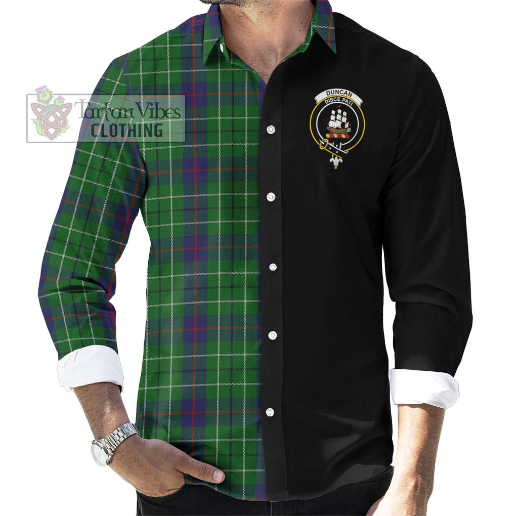 Duncan Tartan Long Sleeve Button Shirt with Family Crest and Half Of Me Style - Tartanvibesclothing Shop