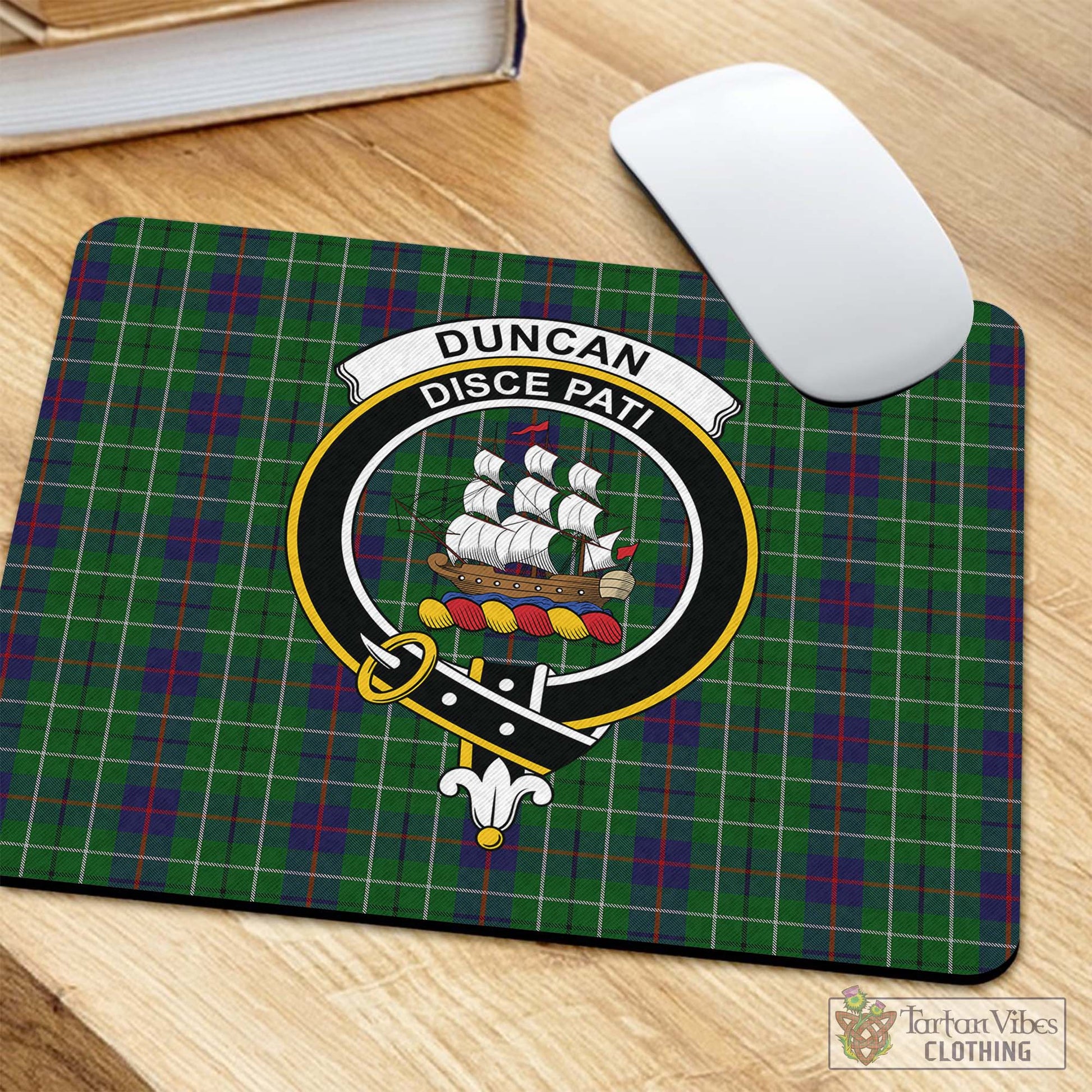 Tartan Vibes Clothing Duncan Tartan Mouse Pad with Family Crest