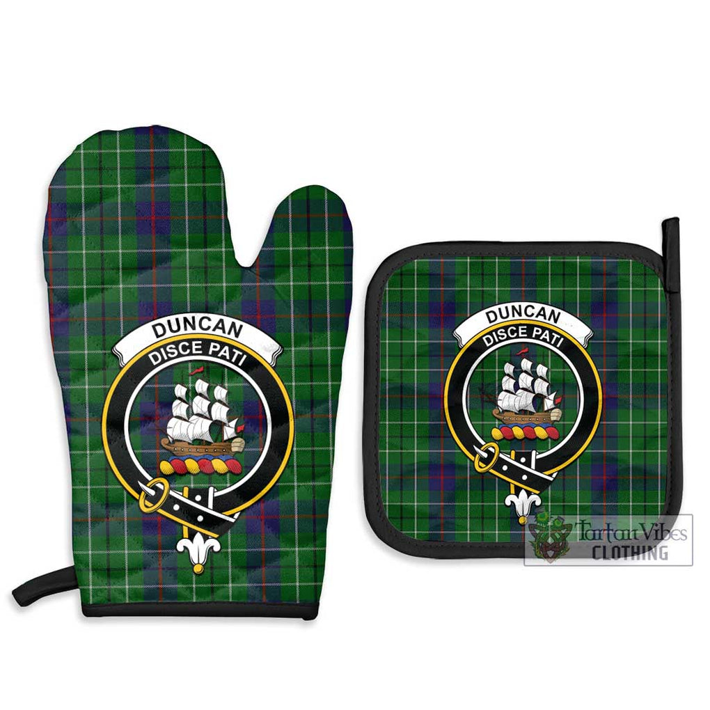 Duncan Tartan Combo Oven Mitt & Pot-Holder with Family Crest Combo 1 Oven Mitt & 2 Pot-Holder Black - Tartan Vibes Clothing