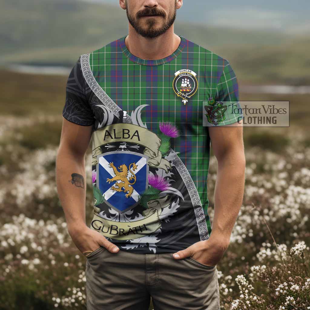 Tartan Vibes Clothing Duncan Tartan Family Crest T-Shirt Lion Rampant Royal Thistle Shield Celtic Inspired