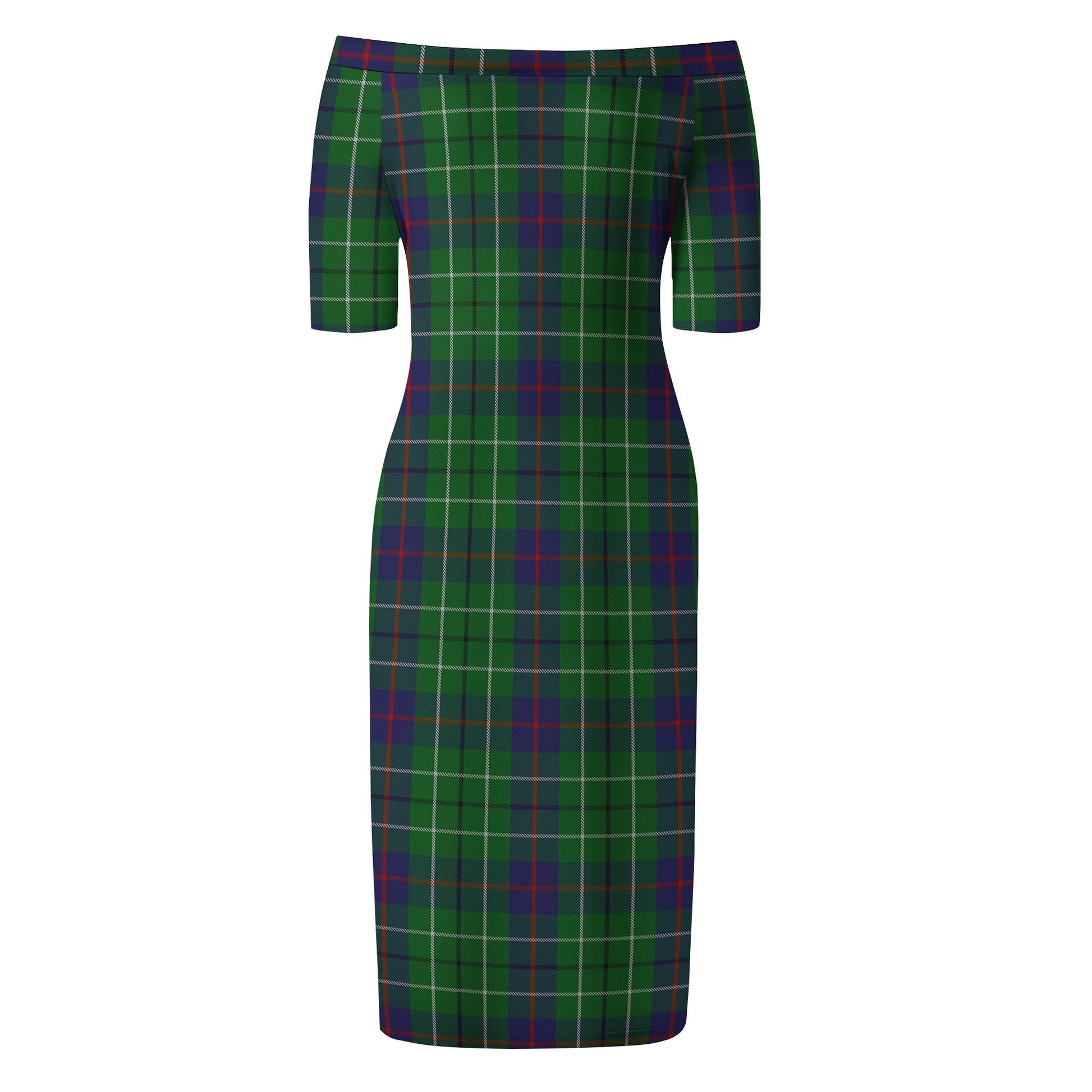 Duncan Tartan Off Shoulder Lady Dress - Tartanvibesclothing
