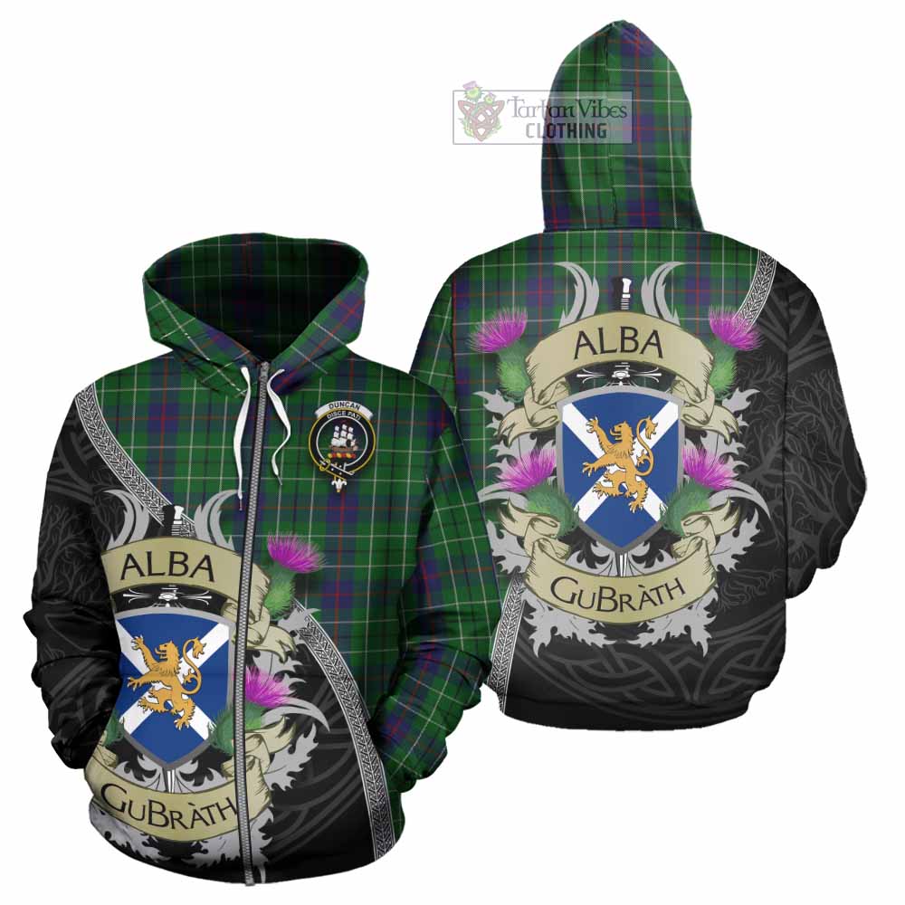Tartan Vibes Clothing Duncan Tartan Family Crest Hoodie Lion Rampant Royal Thistle Shield Celtic Inspired