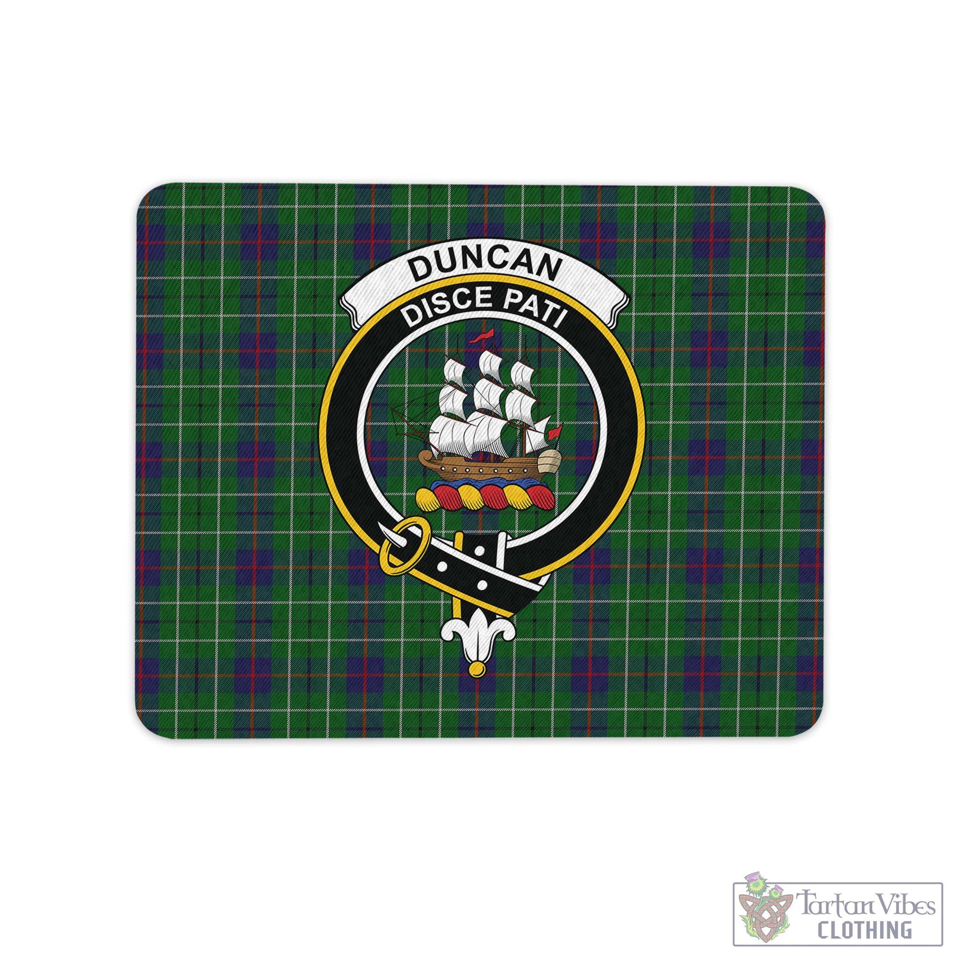 Tartan Vibes Clothing Duncan Tartan Mouse Pad with Family Crest