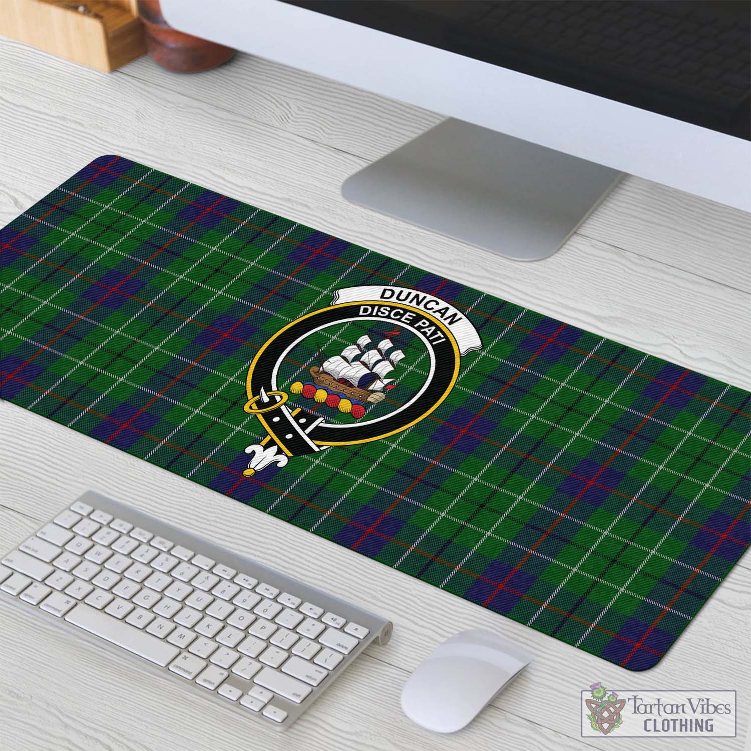 Tartan Vibes Clothing Duncan Tartan Mouse Pad with Family Crest
