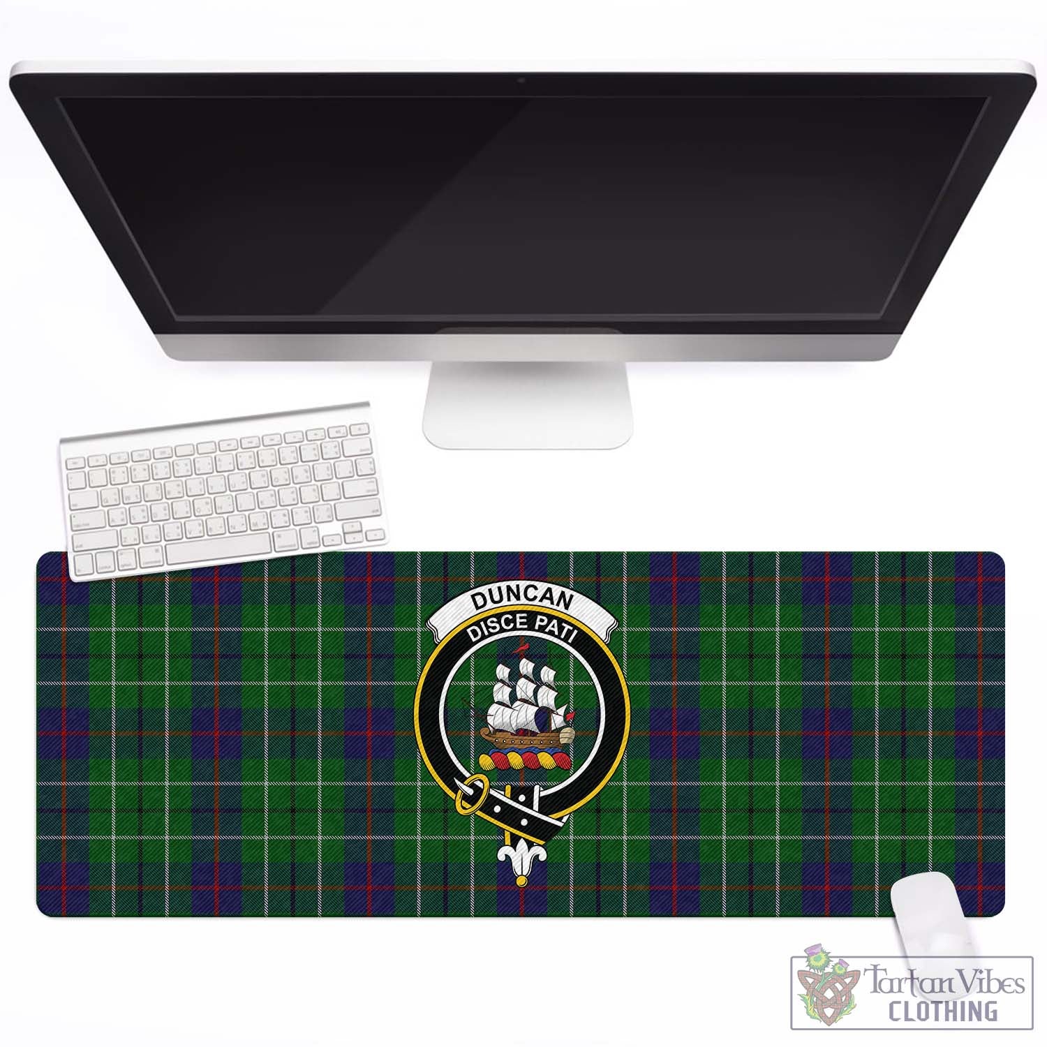 Tartan Vibes Clothing Duncan Tartan Mouse Pad with Family Crest