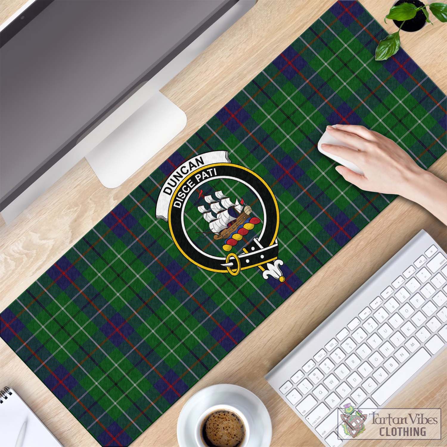 Tartan Vibes Clothing Duncan Tartan Mouse Pad with Family Crest