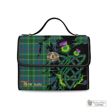 Duncan Ancient Tartan Waterproof Canvas Bag with Scotland Map and Thistle Celtic Accents