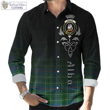 Duncan Ancient Tartan Long Sleeve Button Up Featuring Alba Gu Brath Family Crest Celtic Inspired