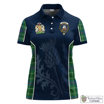 Duncan Ancient Tartan Women's Polo Shirt with Family Crest and Scottish Thistle Vibes Sport Style