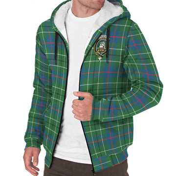 Duncan Ancient Tartan Sherpa Hoodie with Family Crest
