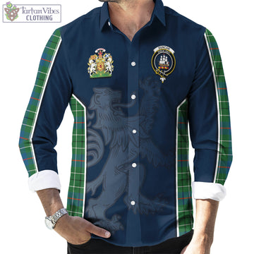 Duncan Ancient Tartan Long Sleeve Button Up Shirt with Family Crest and Lion Rampant Vibes Sport Style