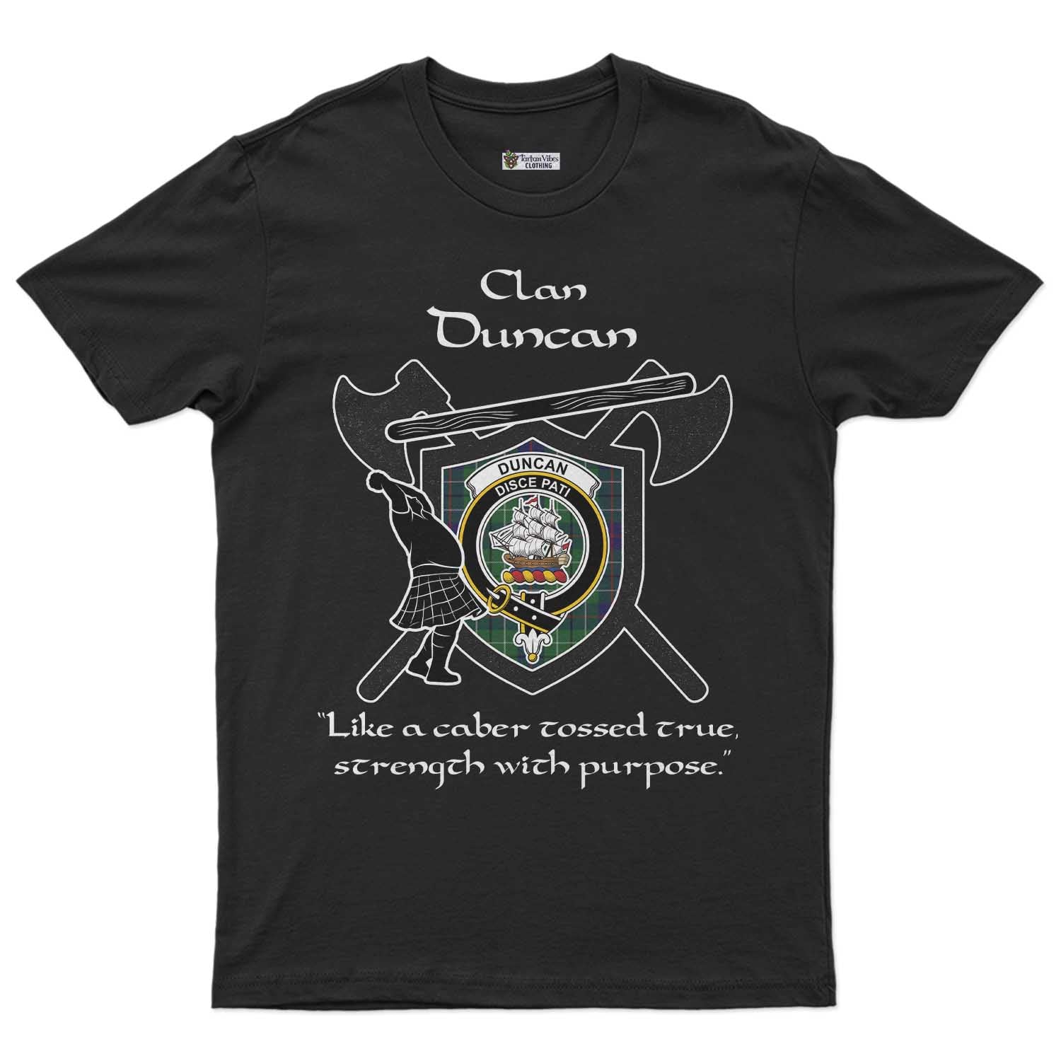 Duncan Clan Crest Highland Game T Shirt Strength With Purpose Style Unisex S Cotton Fabric - Tartan Vibes Clothing
