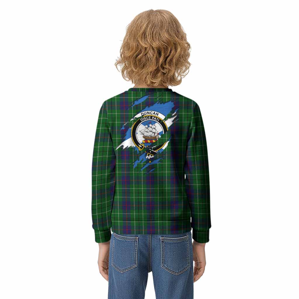 Duncan Clan Crest In Me Tartan Kid Knitted Sweatshirt Scotland Flag Style