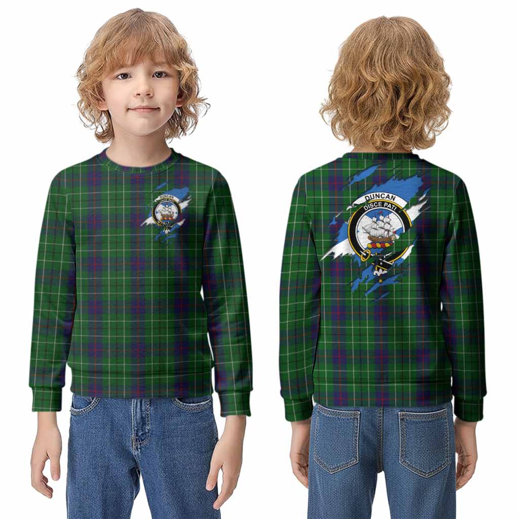 Duncan Clan Crest In Me Tartan Kid Knitted Sweatshirt Scotland Flag Style
