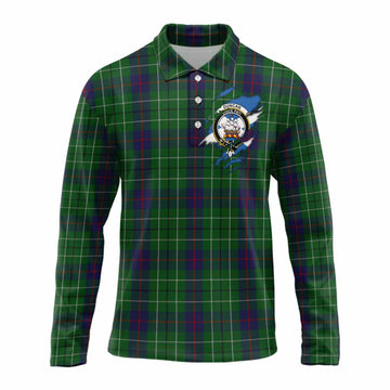 Duncan Clan Crest In Me Tartan Long Sleeve Polo Shirt Scotland Flag Style