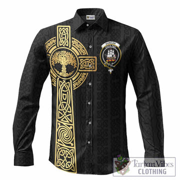 Duncan Clan Crest Long Sleeve Button Shirts with Celtic Tree of Life Inspired