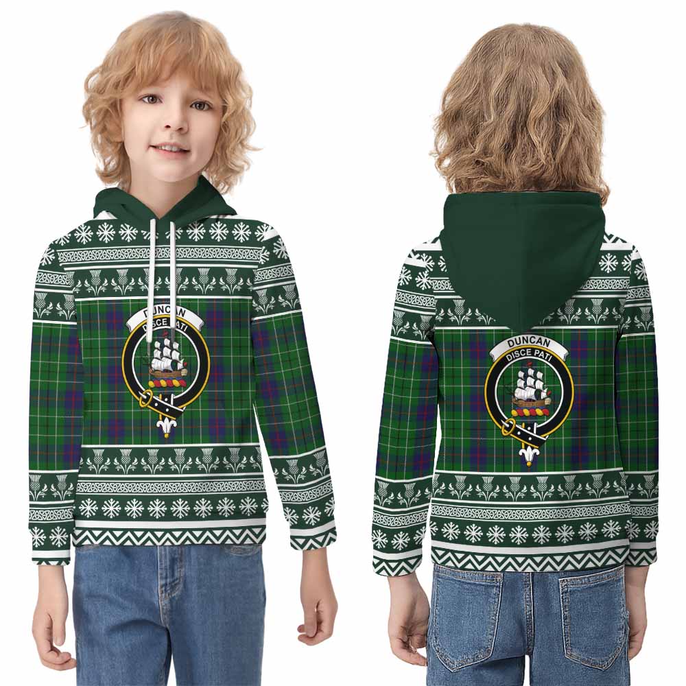 Duncan Clan Tartan Christmas Kid Hoodie with Family Crest - Tartan Vibes Clothing