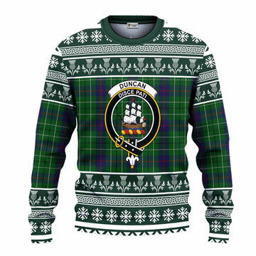 Duncan Clan Tartan Christmas Ugly Sweater with Family Crest