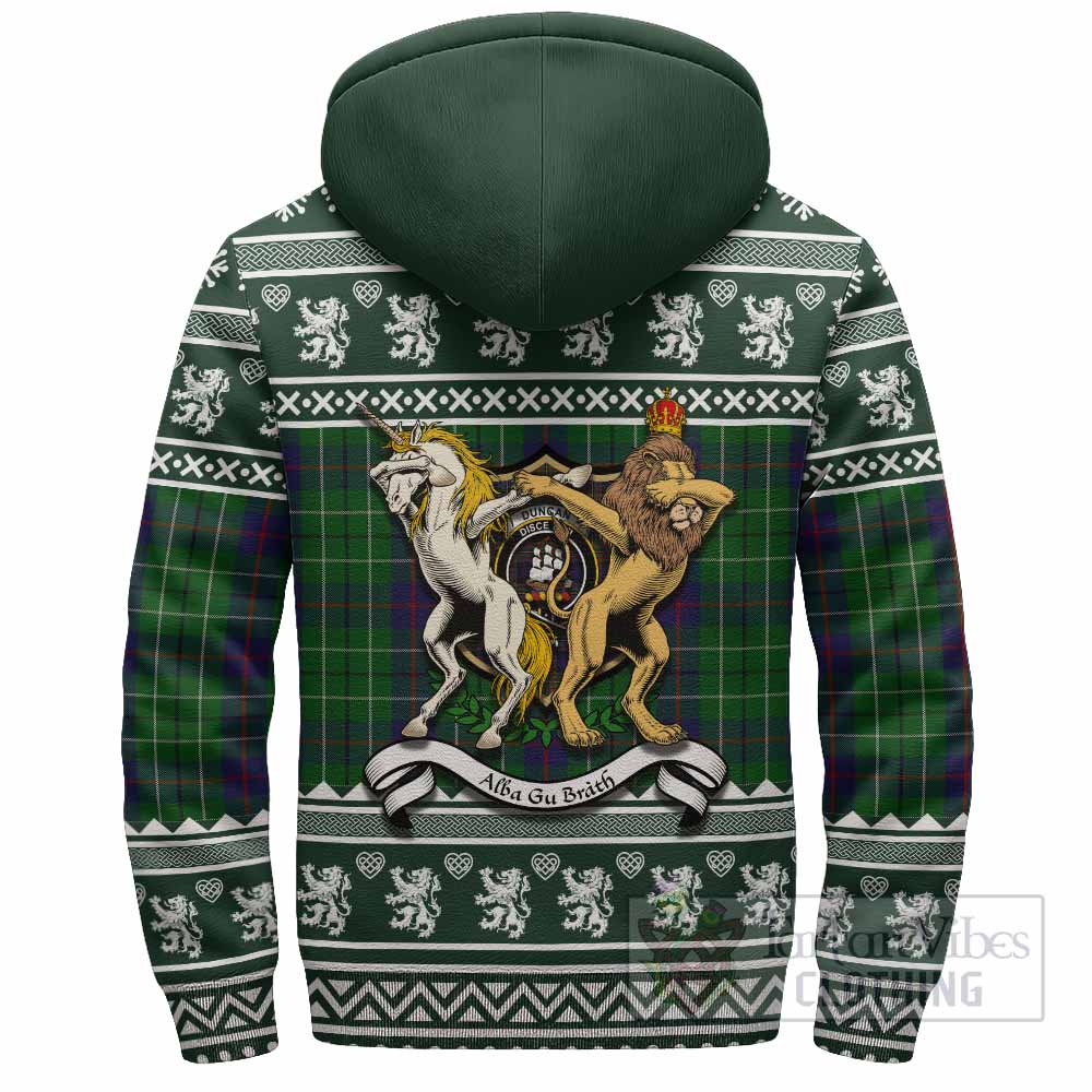 Duncan Clan Tartan Crest Christmas Fleece Hoodie Coat of Arms Funny Style - Tartan Vibes Clothing