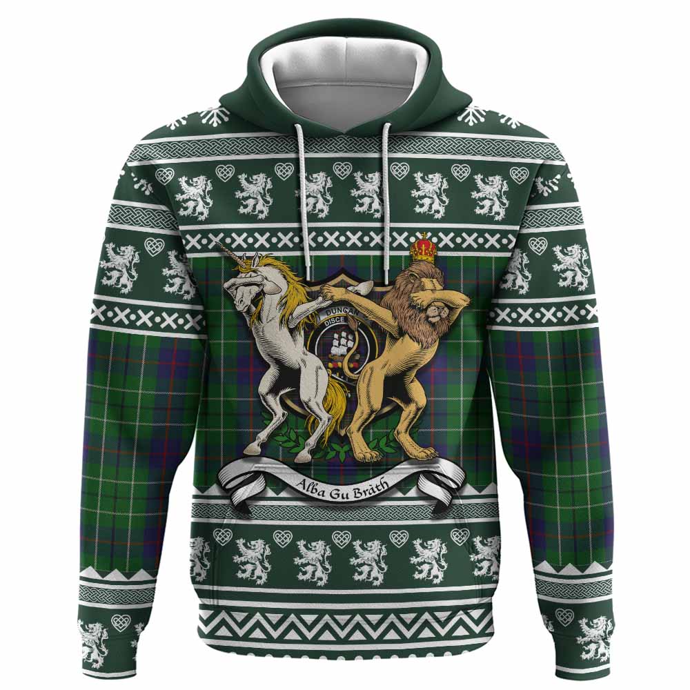 Duncan Clan Tartan Crest Christmas Hoodie Coat of Arms Funny Style - Tartan Vibes Clothing