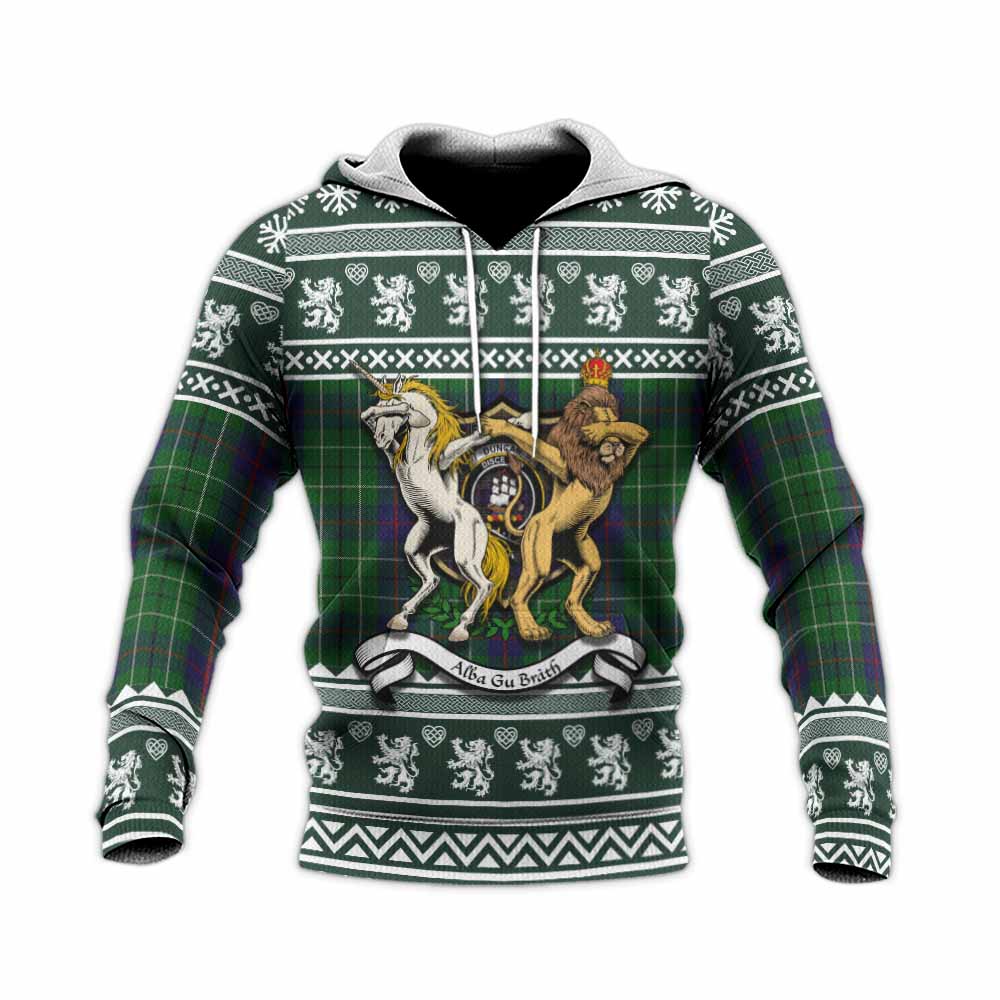 Duncan Clan Tartan Crest Christmas Knitted Hoodie Coat of Arms Funny Style - Tartan Vibes Clothing