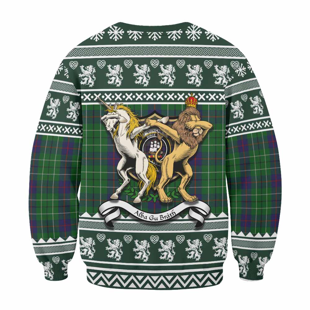 Duncan Clan Tartan Crest Christmas Sweatshirt Coat of Arms Funny Style - Tartan Vibes Clothing