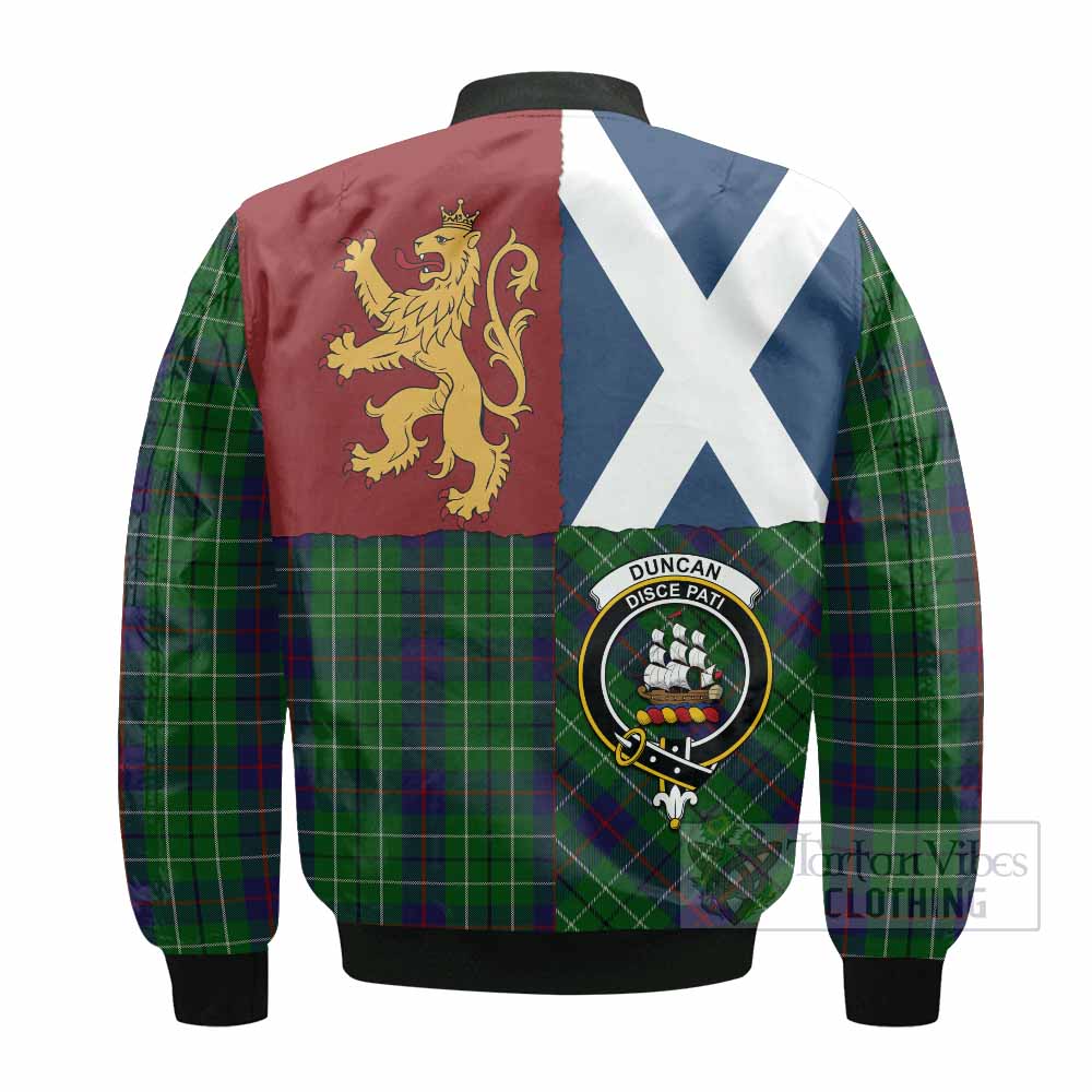 Duncan Crest Tartan Bomber Jacket with Lion Rampant Saltire Style