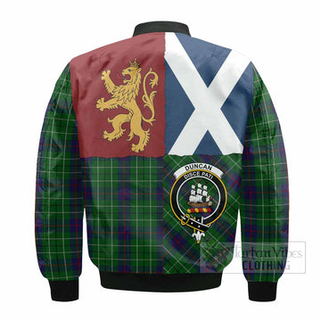 Duncan Crest Tartan Bomber Jacket with Lion Rampant Saltire Style