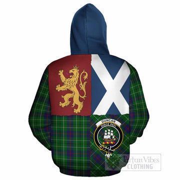 Duncan Crest Tartan Cotton Hoodie with Lion Rampant Saltire Style
